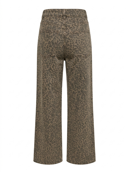 Laulia panter motief wide leg - Bruin
