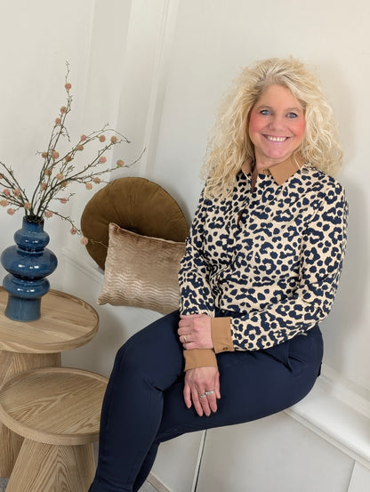 Mi Piace Karin blouse - Sand/ mocca leopard print