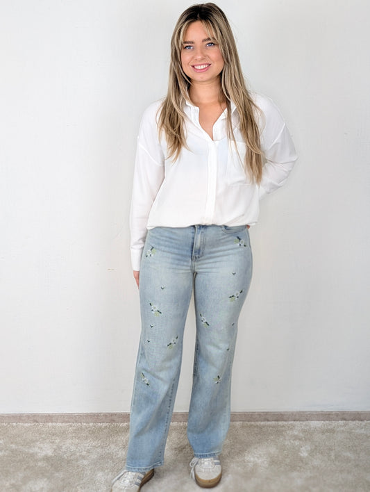 Ella Miss Bon wide leg flower jeans - Flower