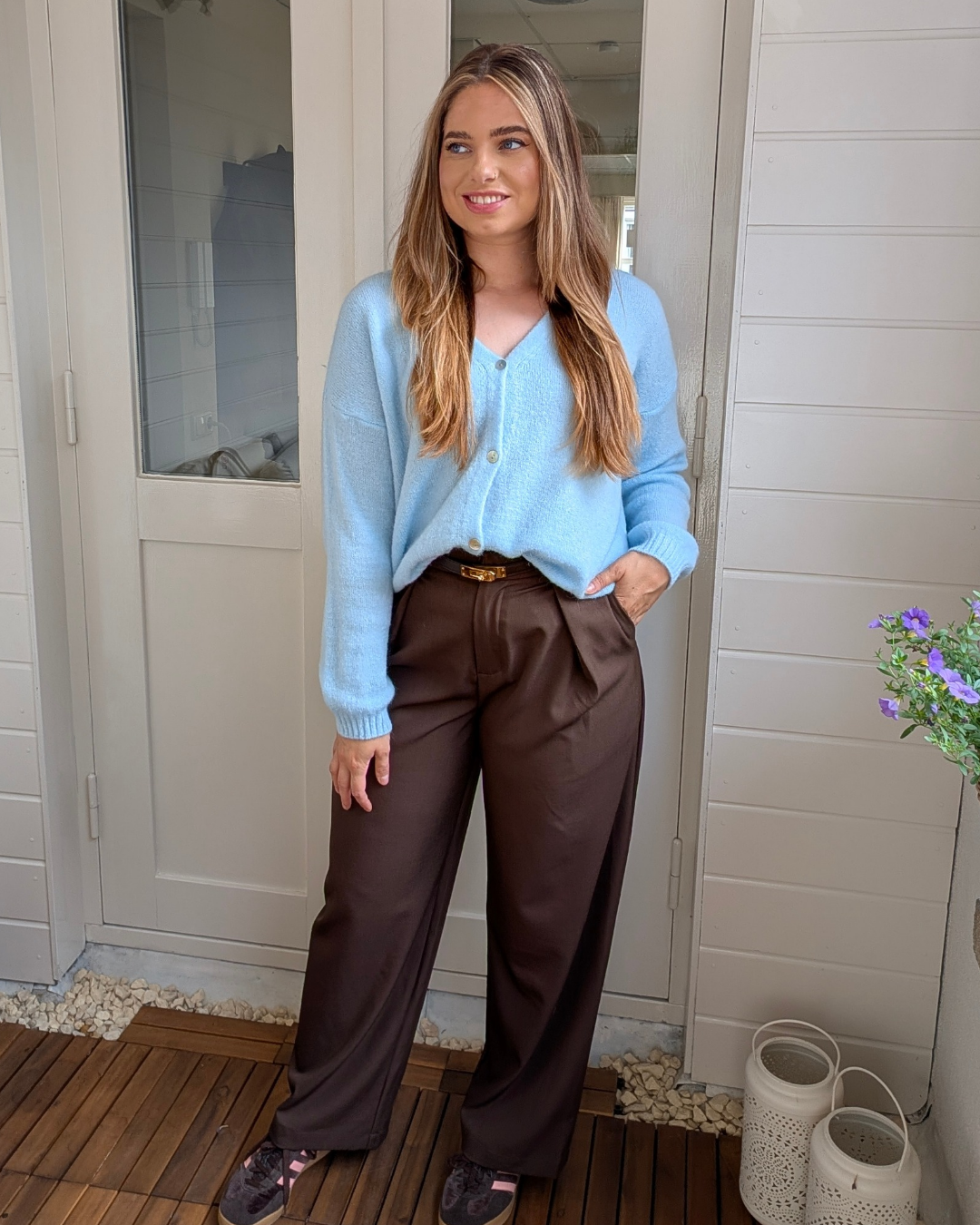 Sienna Alpaca Wol Cardigan - Ice Blue