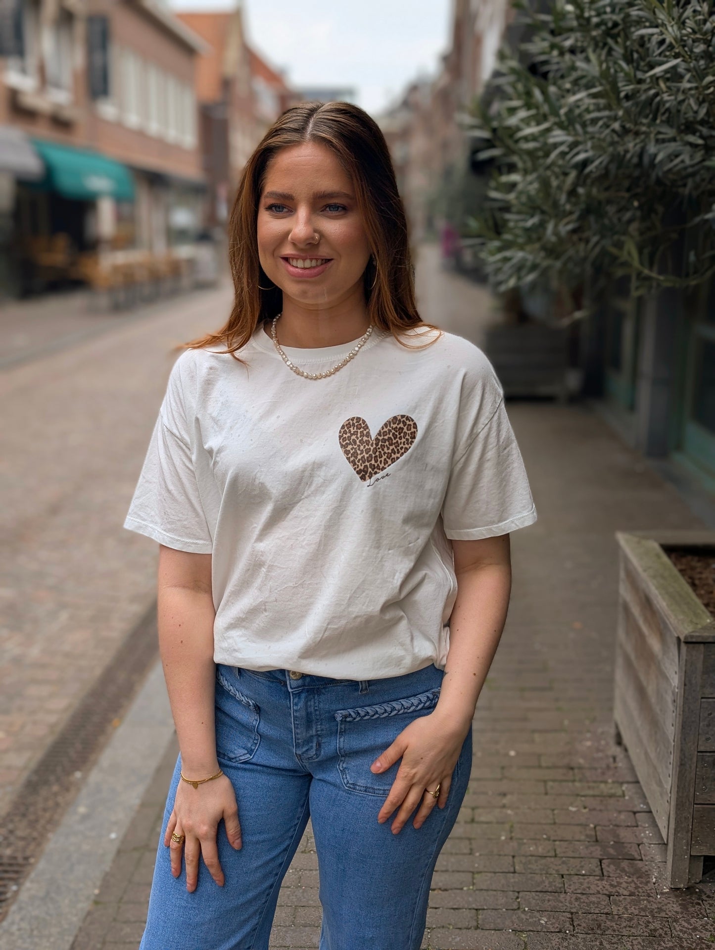 Panter heart shirt Amour - Wit