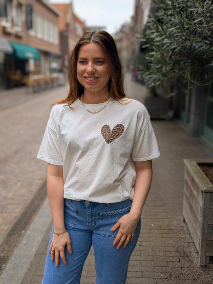 Panter heart shirt Amour - Wit
