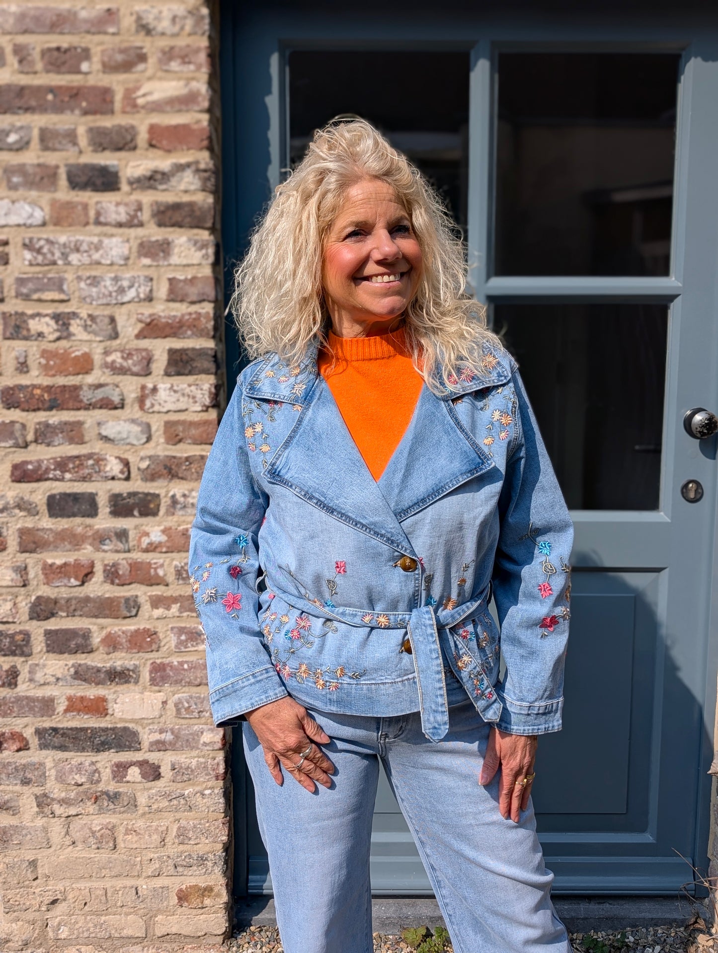 Flower denim jacket - Jeans