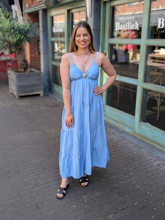 Bailey jurk met broche - Licht blauw