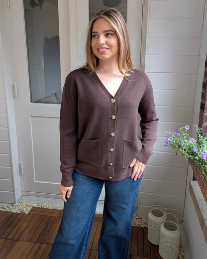 Rose cardigan - Bruin