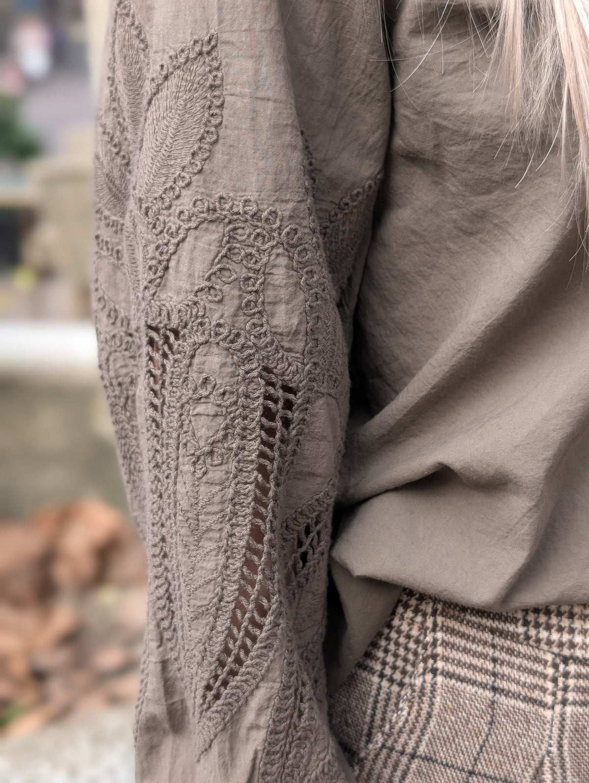 Demi details sleeve blouse - Clay