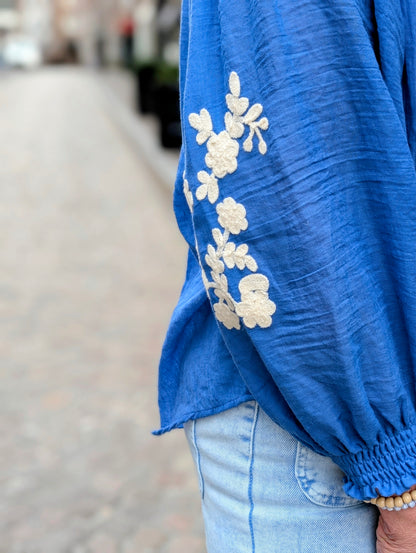 Katoenen blouse Norah - Kobaltblauw