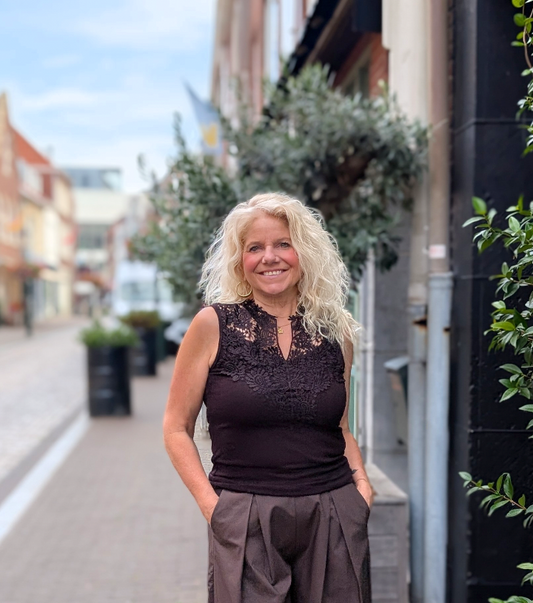 Klim top met kant - Bruin