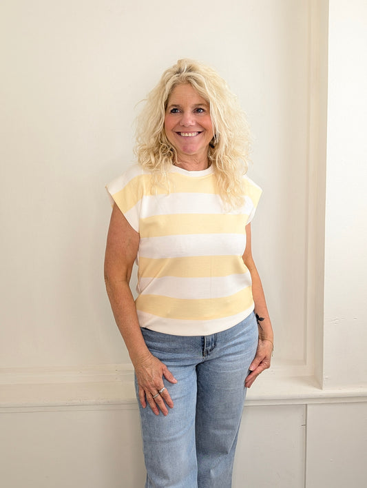 Striped top Sunset - Geel/Ecru