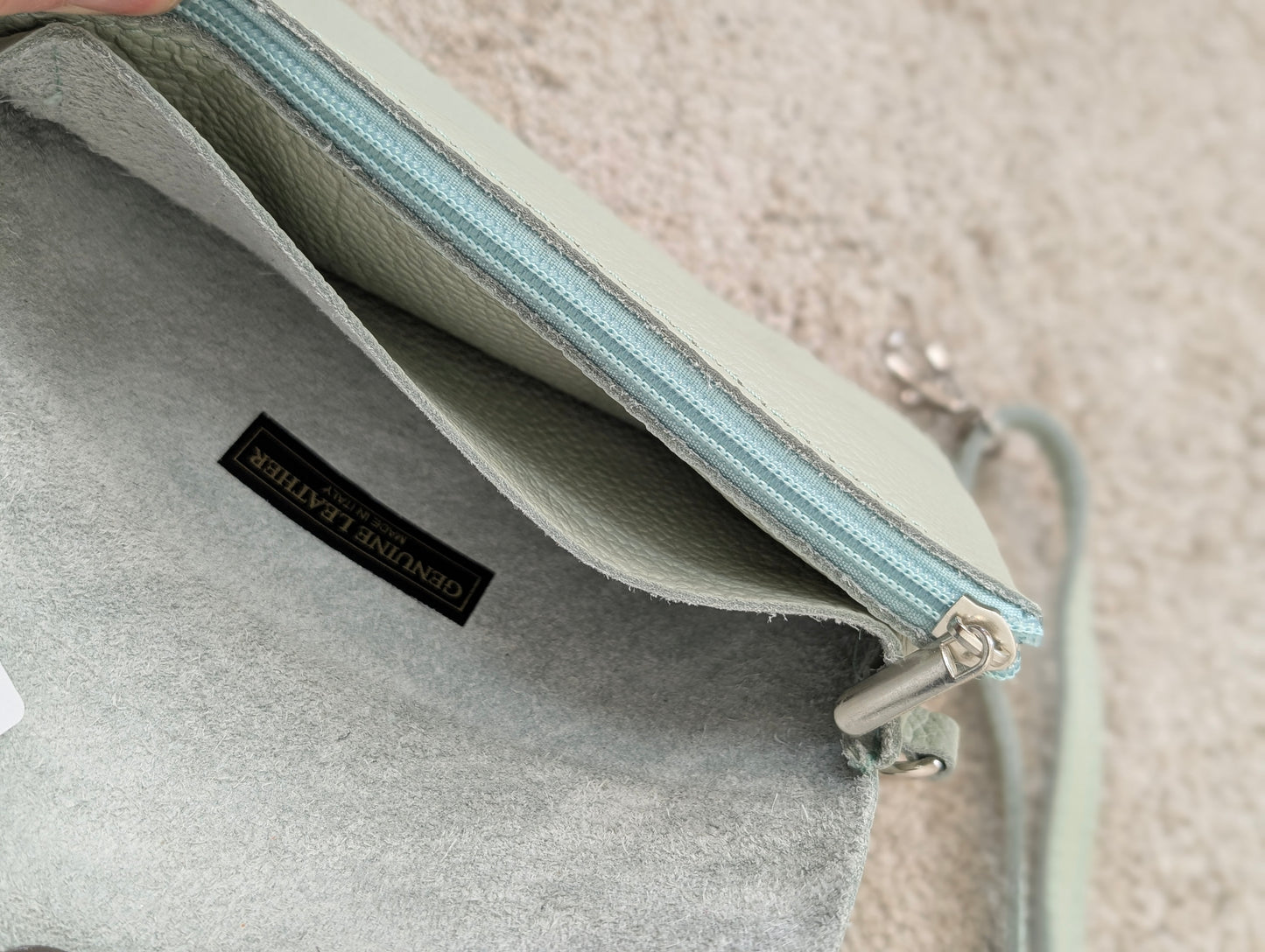 Leren envelop tasje Senna - Mintgroen