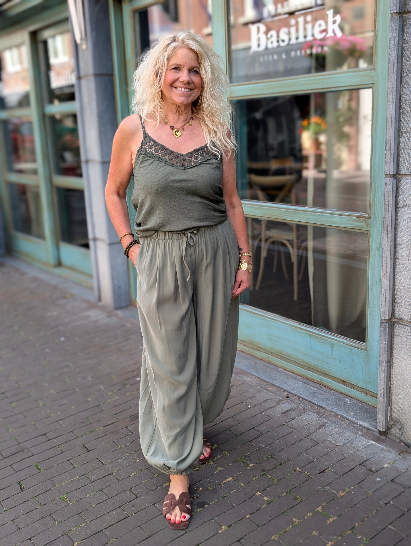 Daisy opengewerkte top - Groen