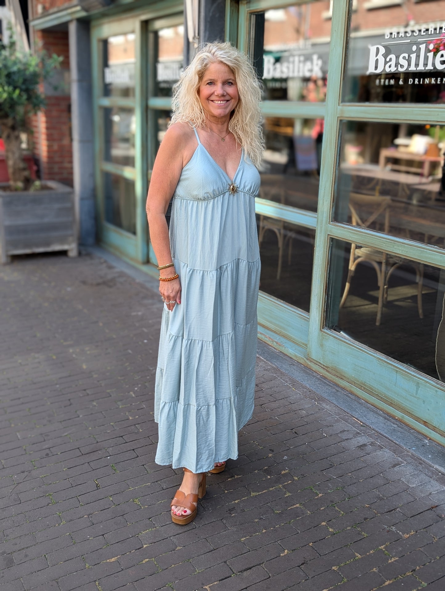 Bailey jurk met broche - Mint groen
