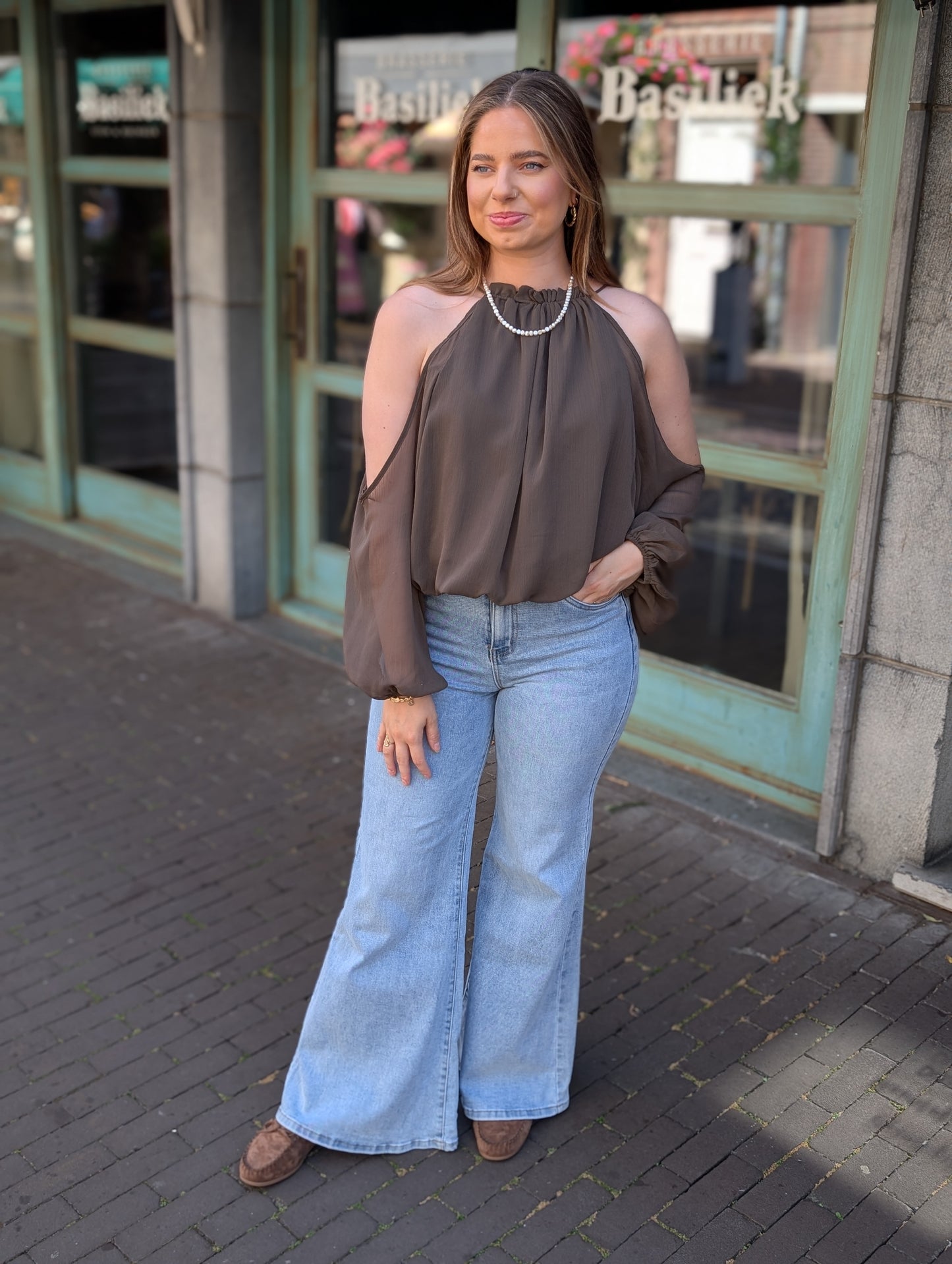 Open shoulder blouse Fay - Bruin