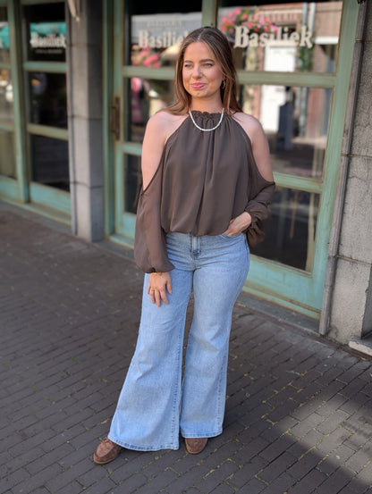 Open shoulder blouse Fay - Bruin