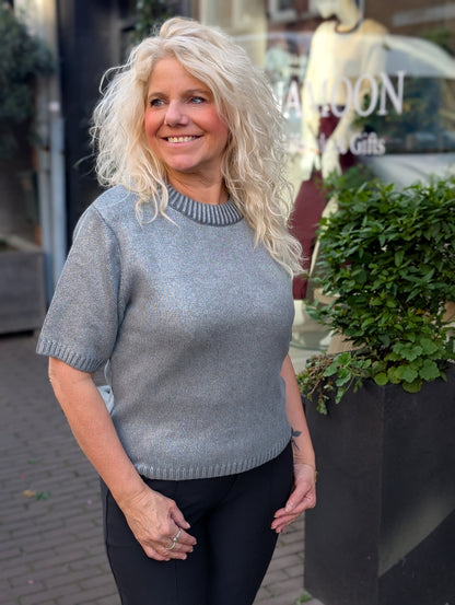 Zusss korte mouw trui - Zilver