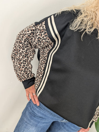 Sporty panter sweater - Zwart