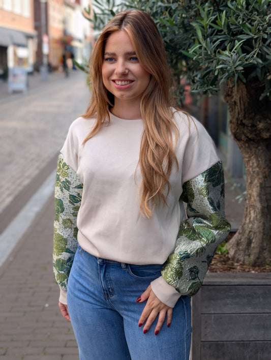 Rosie sweater - Beige/Groen