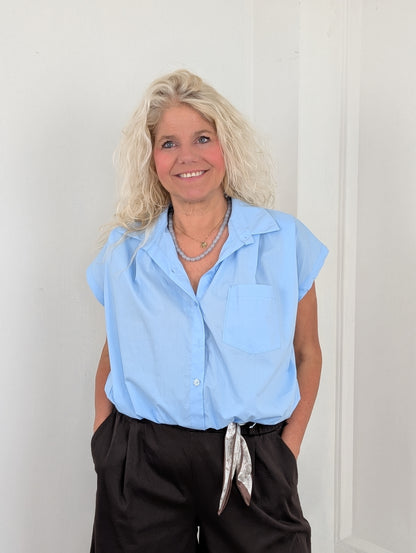 Katoenen blouse Veerle - Lichtblauw