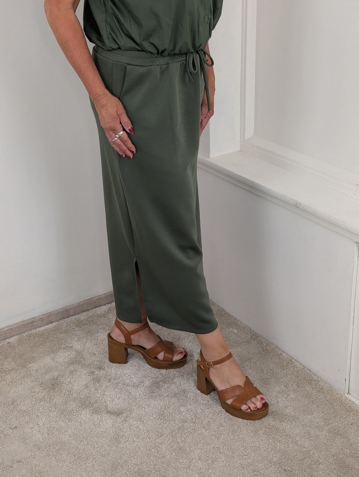 Jersey mid jog rok - Armygroen