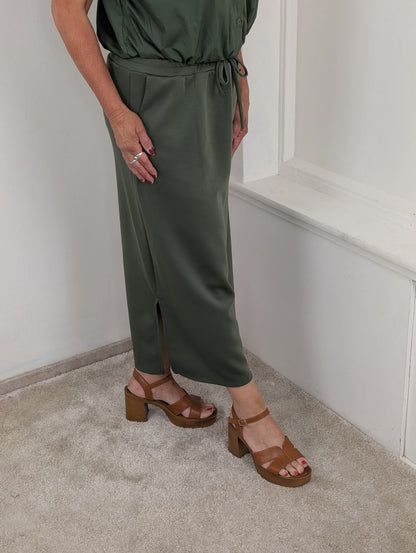 Jersey mid jog rok - Armygroen