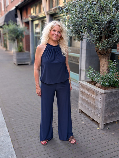 Basis travelstof wide leg - Donkerblauw