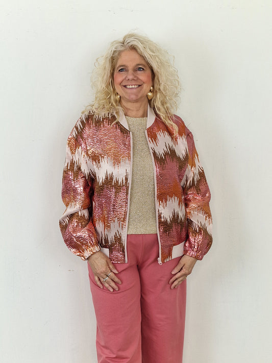 Barbera bomber jas - Blush/ orange/ beige metallic
