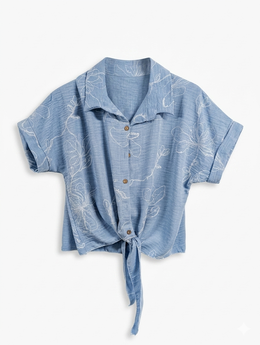 Print blouse Gina - Blauw