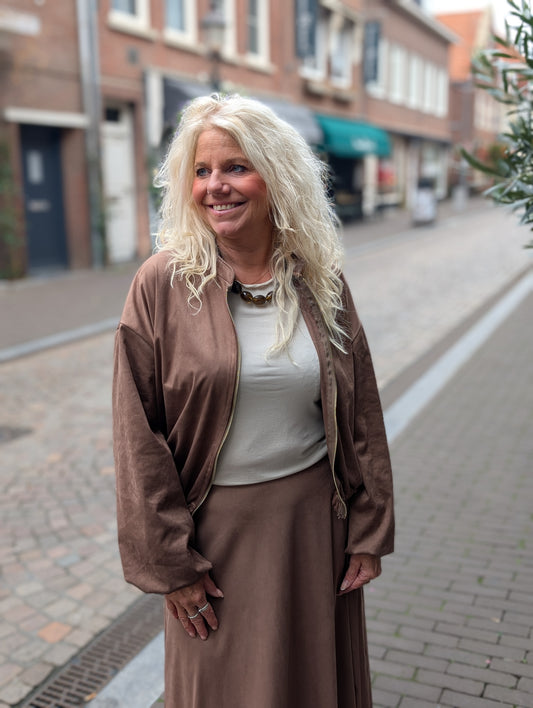 Kay jas met elastiek onderin - Bruin