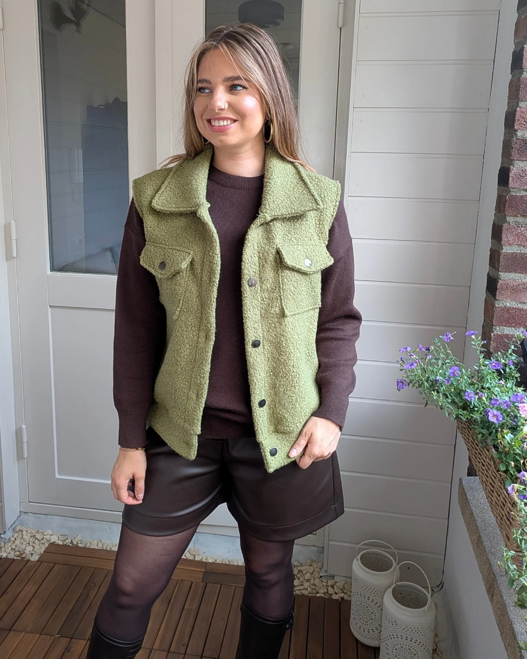 Teddy gilet - Mosgroen