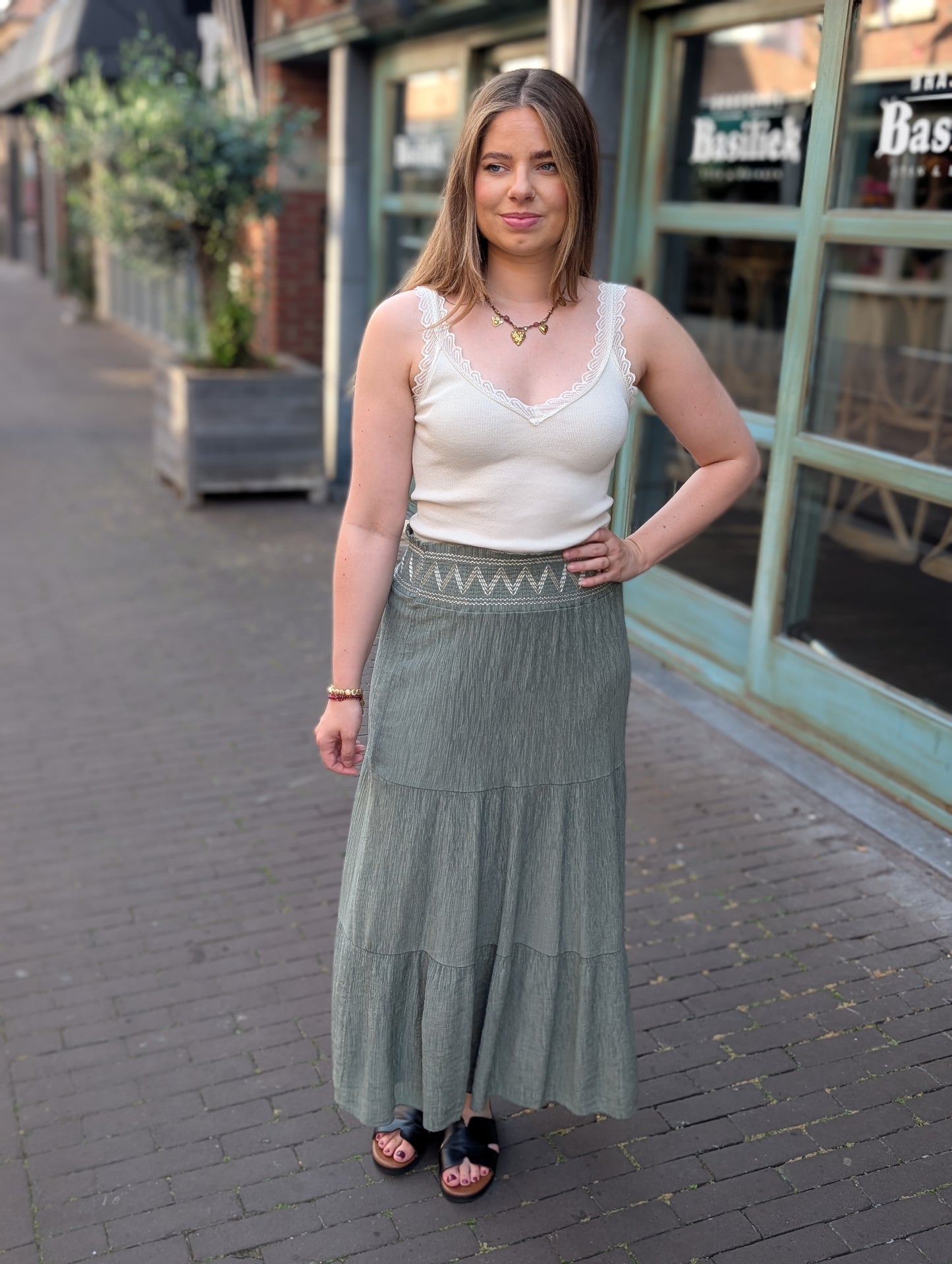 Kayli top met kant - Ecru