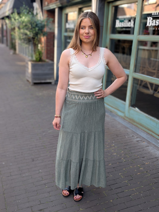 Kayli top met kant - Ecru