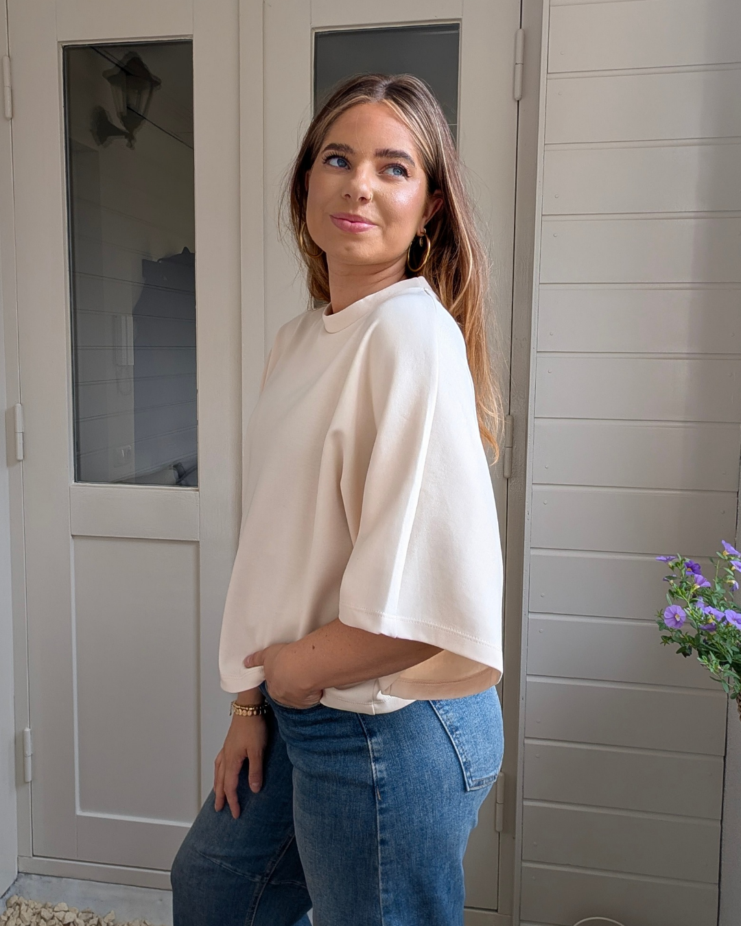 Luna Wide Sleeve Top - Ecru
