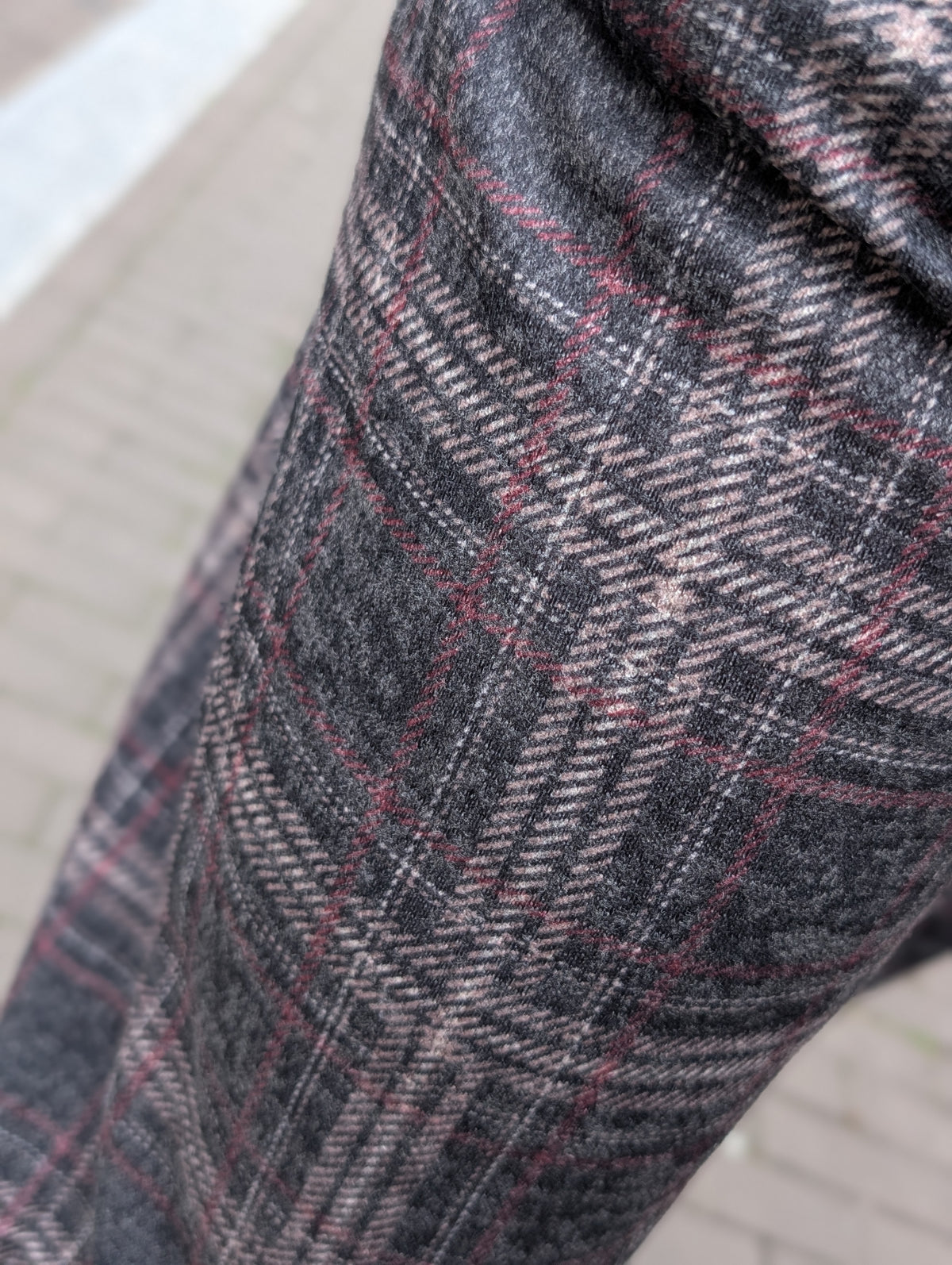 Lian Geruite pantalon met strikceintuur - Bruin / taupe / bordeaux