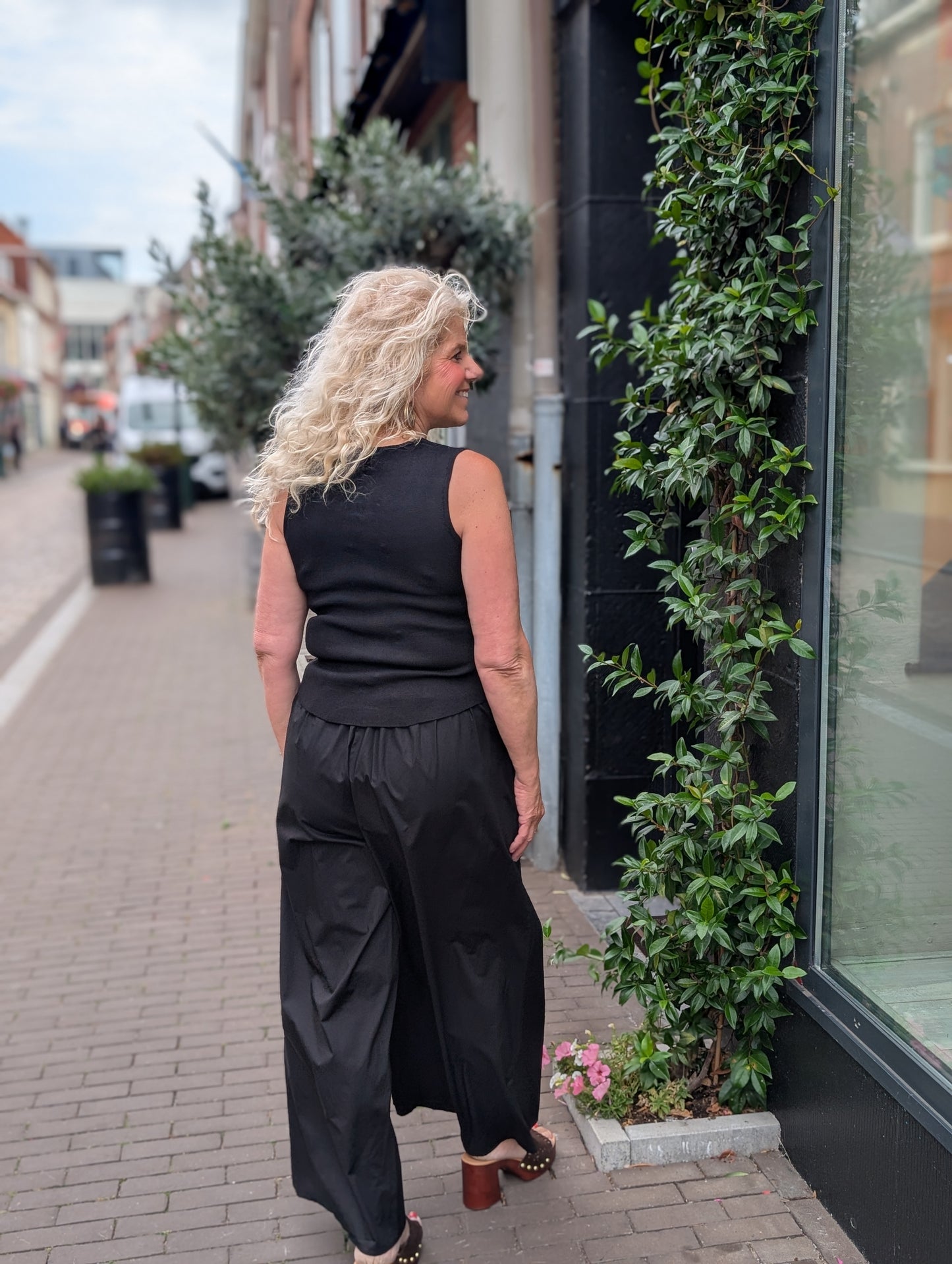 Vyf wijde pantalon - Zwart