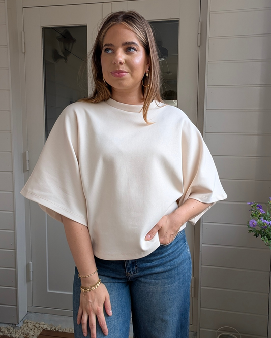 Luna Wide Sleeve Top - Ecru
