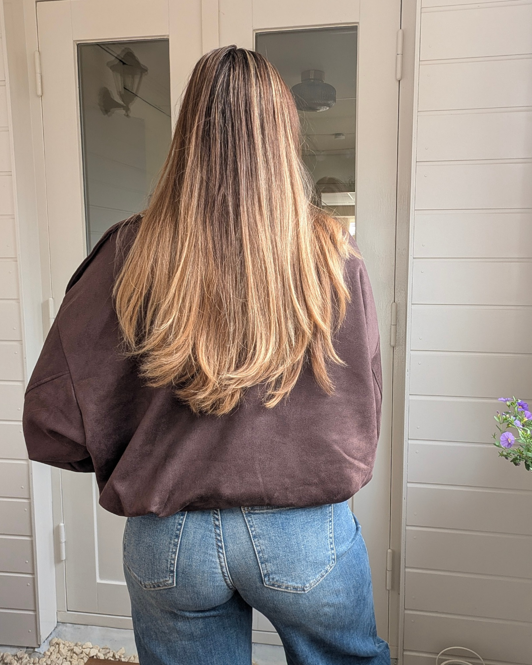 Boxy Suède Jacket - Bruin