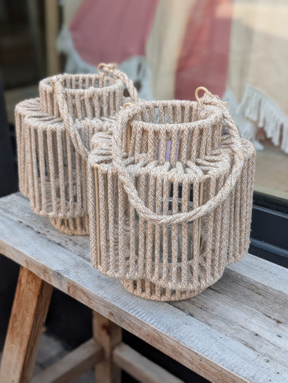 Windlicht in vorm van een bloem 20x18 cm. - Sand