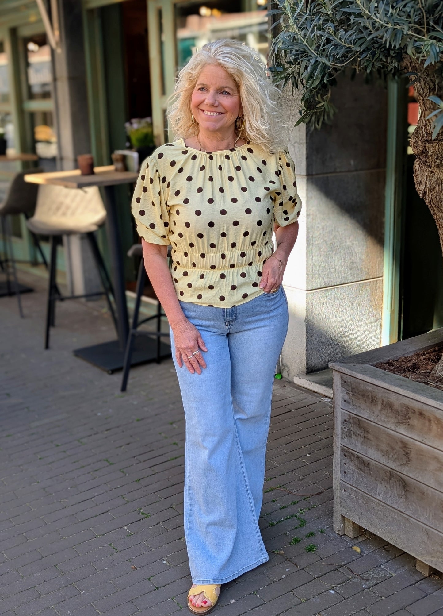 Dots blouse - Geel / bruim