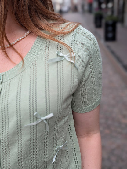 Strikjes vest korte mouw Pauline - Mintgroen