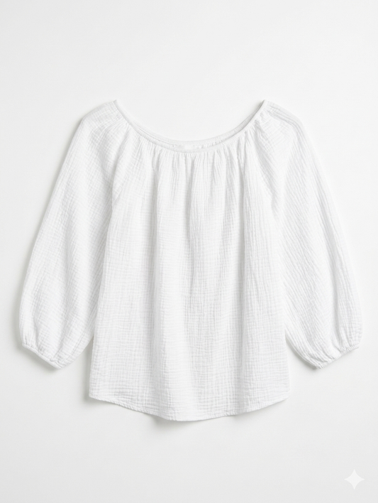 Lana Mousseline off shoulder Blouse - Wit