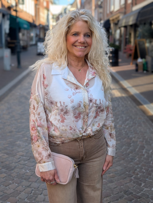 Annika flower blouse - Creme/ pastel kleuren
