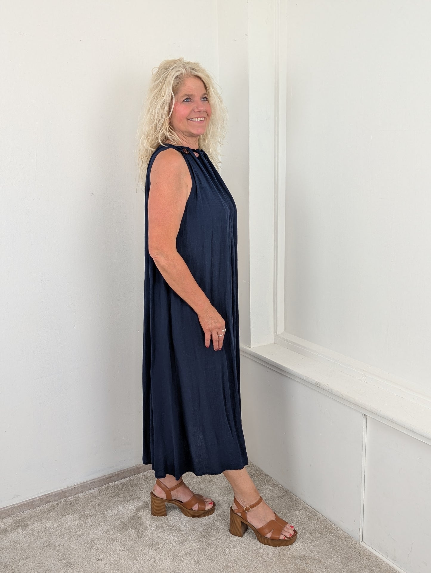 Azzura maxi dress beads - Navy
