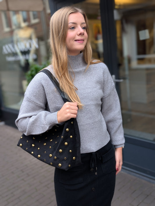 Moon tas met studs - Zwart