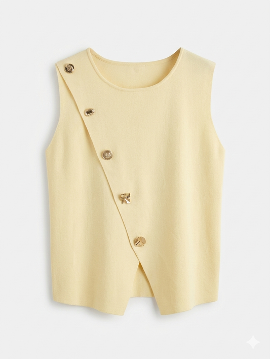 Celine Asymmetric Button Top