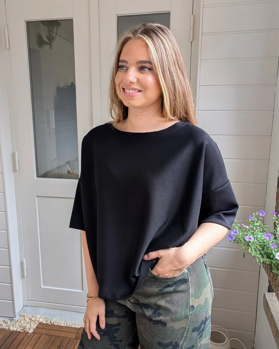 Oversized shirt Evy - Zwart