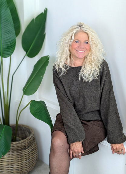 Sandra trui met elastiek onderin - Groen