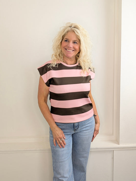 Striped top Sunset - Bruin/Roze