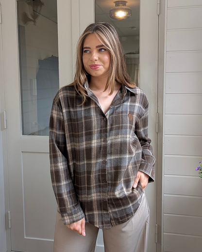 Ashley Geruite blouse met Hart Detail - Bruin