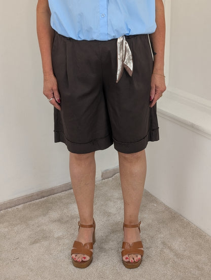 Katoenen scarf short - Bruin