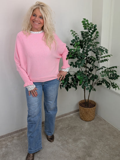 Mara vleermuis mouw trui - Licht roze